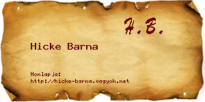 Hicke Barna névjegykártya